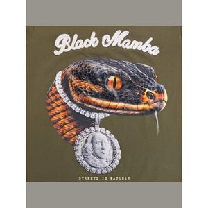 Black Mamba Snake Graphic Tee Olive Streetwear Shirt Mens Small